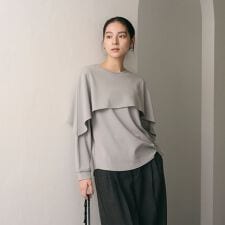 【WEB限定 Wardrobe DAILY MINIMAL】ケープフリル レイヤーカットソー