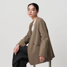 【WEB限定 Wardrobe DAILY MINIMAL】ダブルクロス カラーレスジャケット ウォ