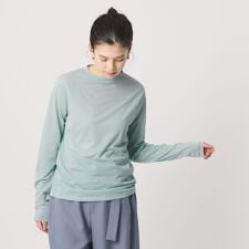 コットンナイロン天竺 シアー クルーネック Tシャツ