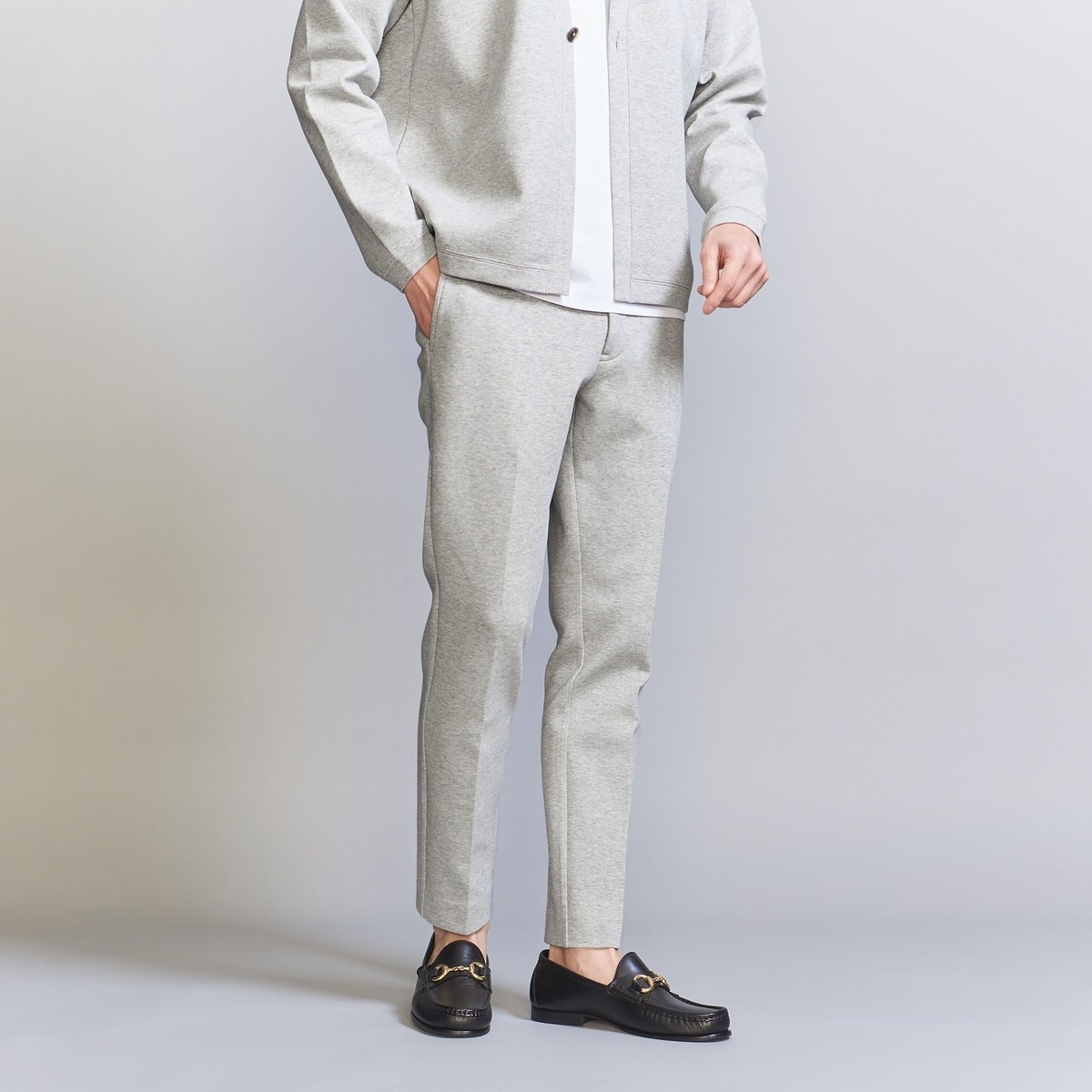 ダブルニット ノープリーツ スラックス パンツ WEB限定 WARDROBE SMART】ダブルニット ノープリーツ スラックス