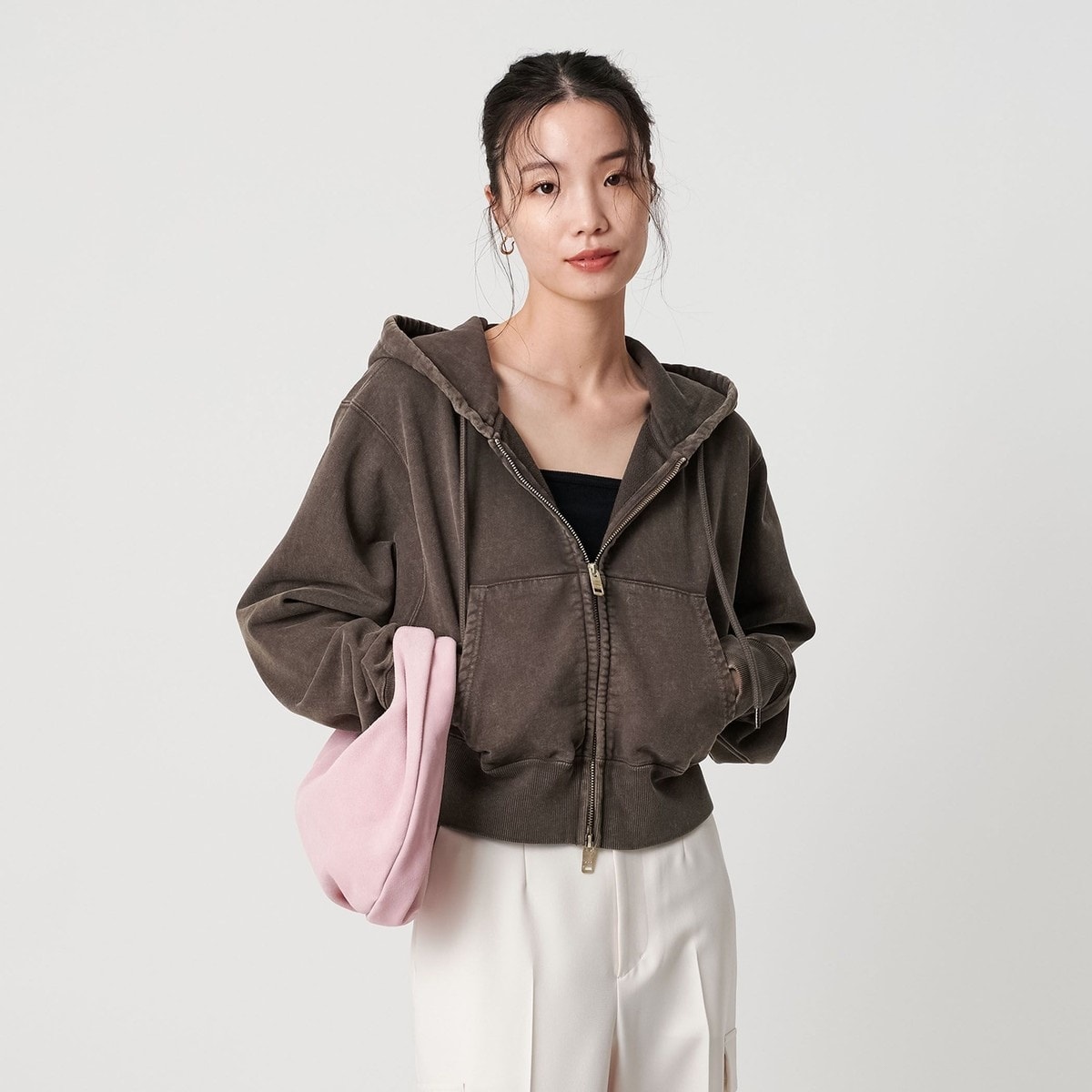 コットンナイロン エンブロイダリー カーディガン -2WAY