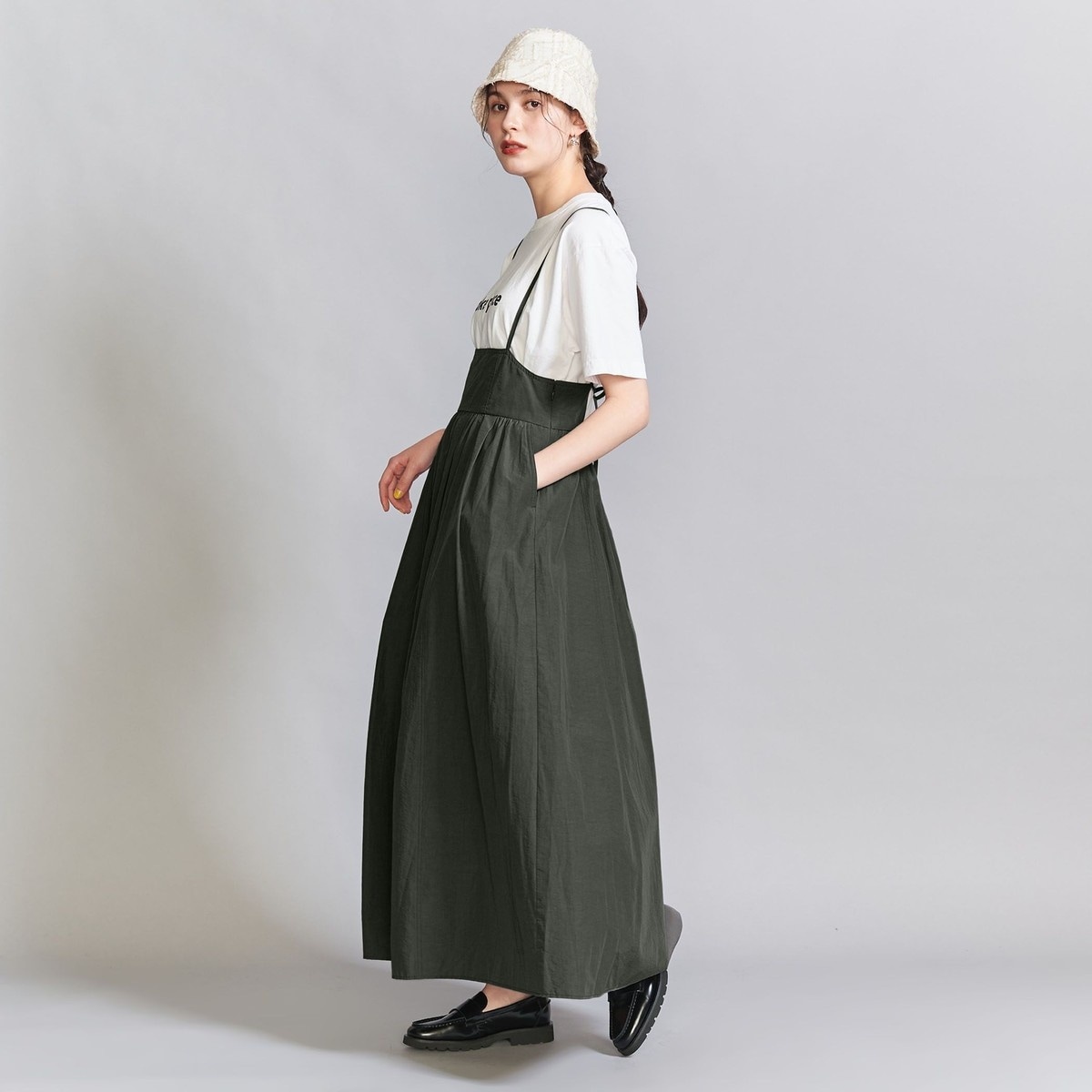BEAUTY&YOUTH コットンダブルフェイス Iライン マキシワンピース BEAUTY&YOUTH UNITED ARROWS（ビューティーアンドユース