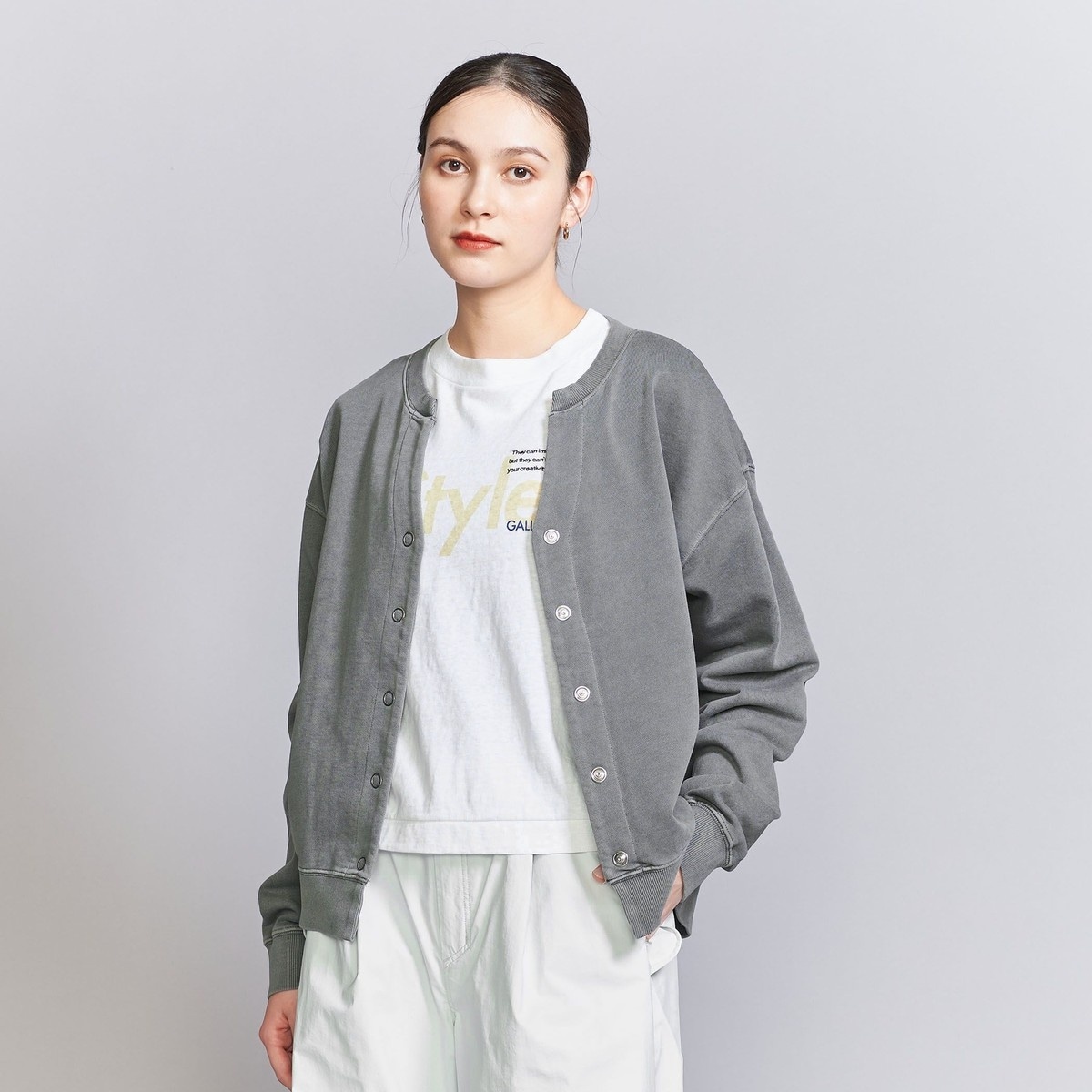 BEAUTY&YOUTH ラッセルレースレギュラーカラーシャツ オフ