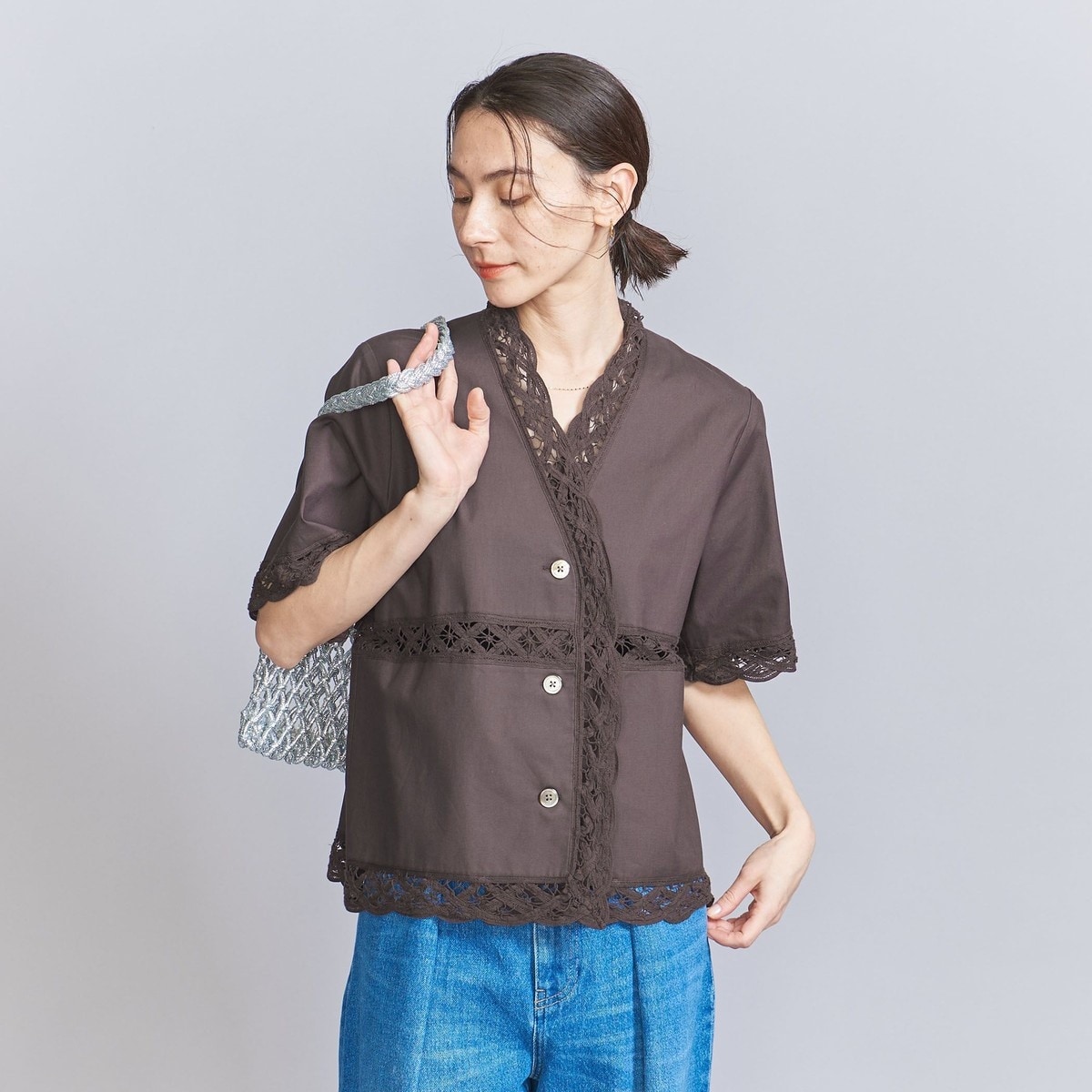 BEAUTY&YOUTH フロントリボン ティアード シャツ BEAUTY&YOUTH UNITED ARROWS フロントリボン ティアード シャツ