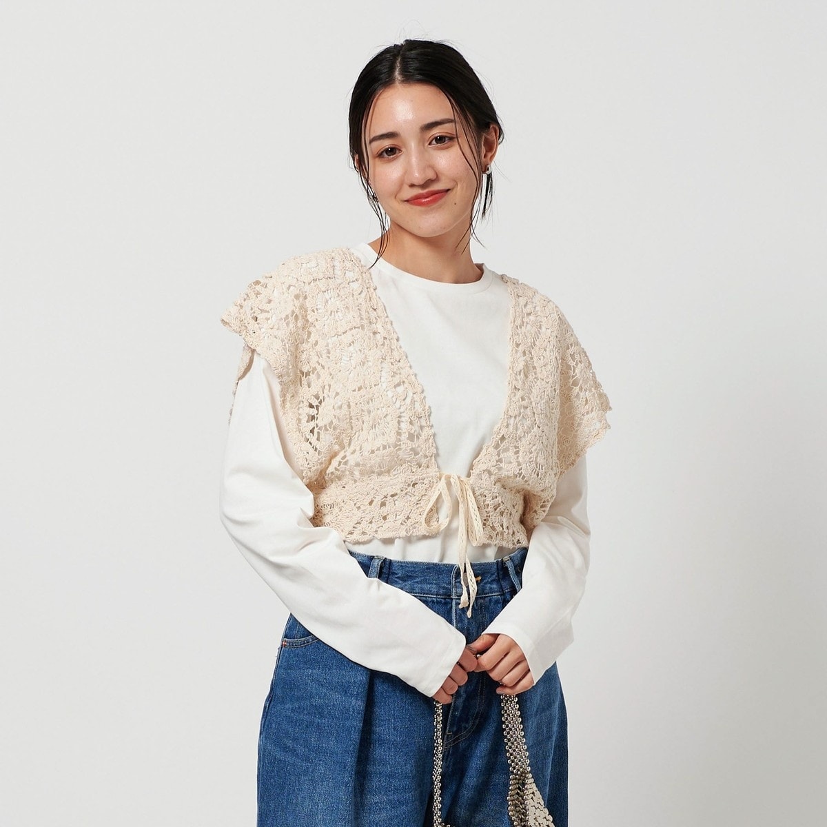 WEB限定】レースベスト×ロングTシャツ レイヤードセット