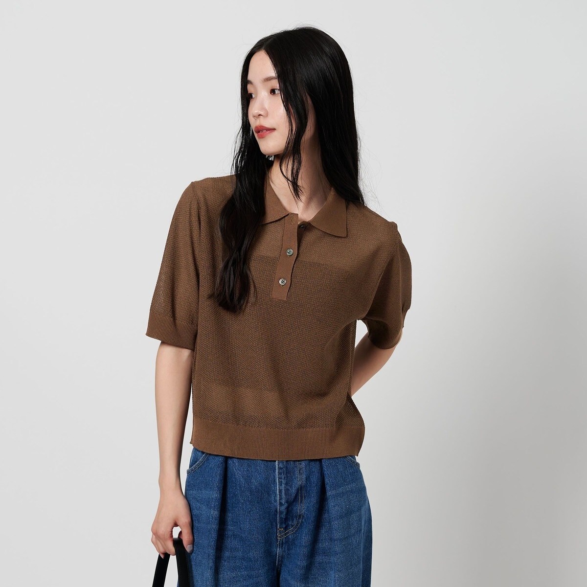 メッシュ ポロニット ―ウォッシャブル― ブラック メッシュ ポロニット -ウォッシャブル- | ビューティー＆ユース