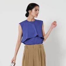 【WEB限定 Wardrobe DAILY MINIMAL】フリルレイヤード ノースリーブカットソー
