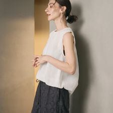 【WEB限定 Wardrobe DAILY MINIMAL】バルーン ノースリーブブラウス -ウォッ