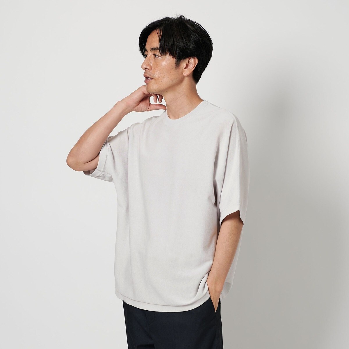 ハイゲージ ドルマン クルーネック ニットTシャツ‐抗菌 防臭 ハイゲージ ドルマン クルーネック ニットTシャツ‐抗菌 防臭
