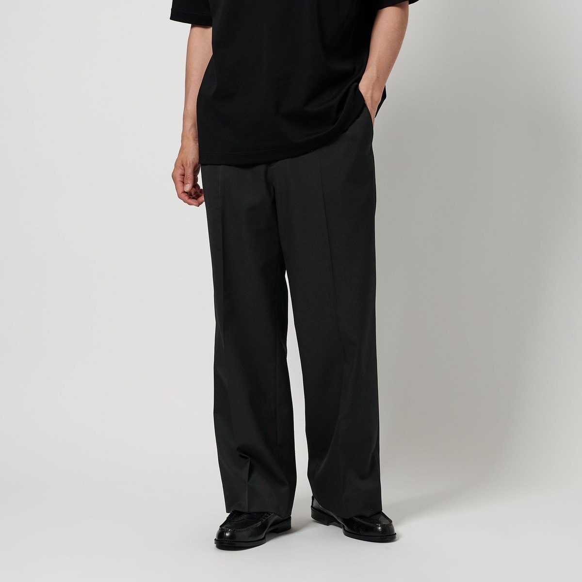 WEB限定 WARDROBE SMART】ダブルニット ノープリーツ スラックス
