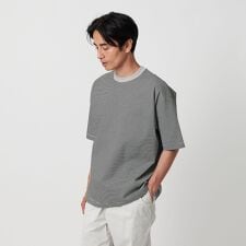 スーパークール ボーダー クルーネック カットソー ‐接触冷感 抗菌・防臭‐