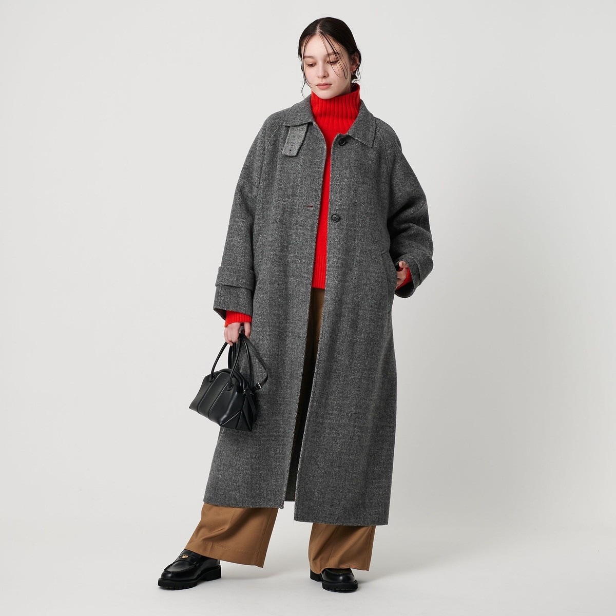 リバー ステンカラー ロングコート/ヘリンボーン | ビューティー