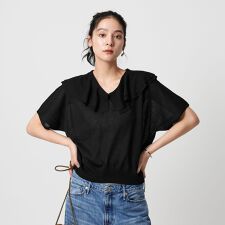 【WEB限定】フリルカラー ニットプルオーバー -ウォッシャブル-