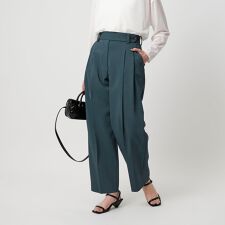 ポリエステルブレンド ワイドタック ベルトパンツ