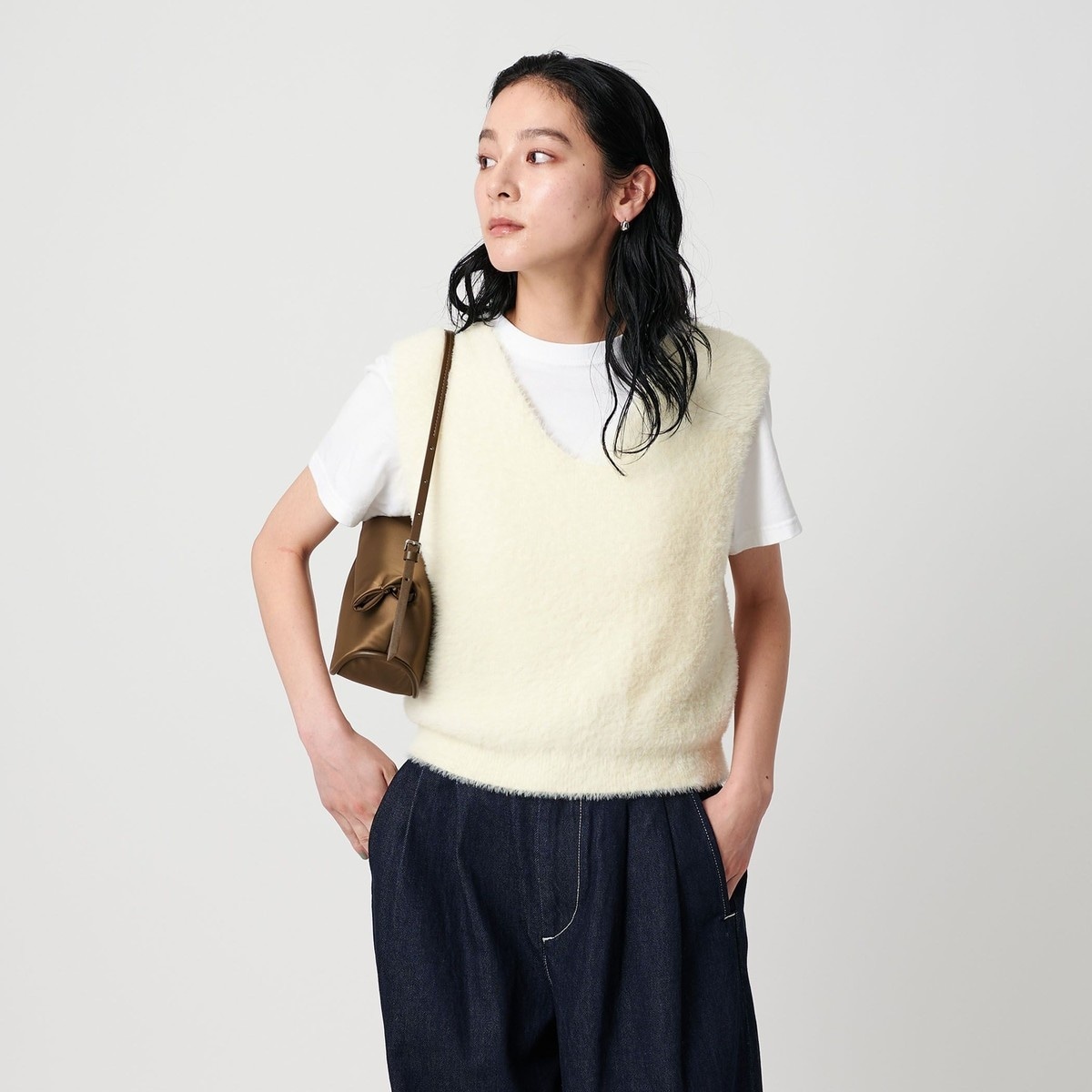 UNITED ARROWS◆ニットベスト(厚手)/--/モヘア/PNK/スパンコール モヘヤ スパンコール ベスト