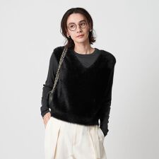 シャギーVネック ニットベスト