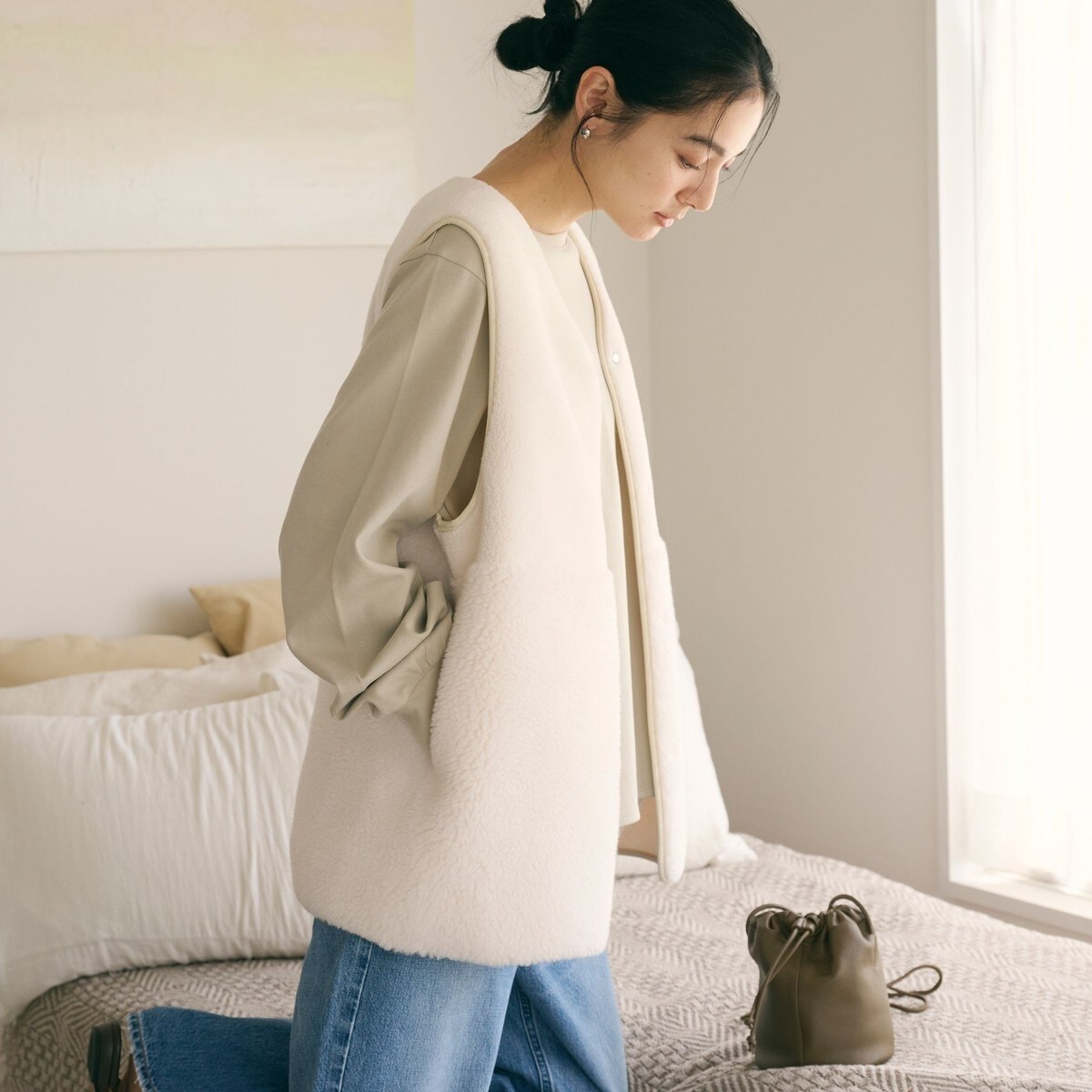 WEB限定】ボア×フェイクムートン リバーシブルベスト | ビューティー