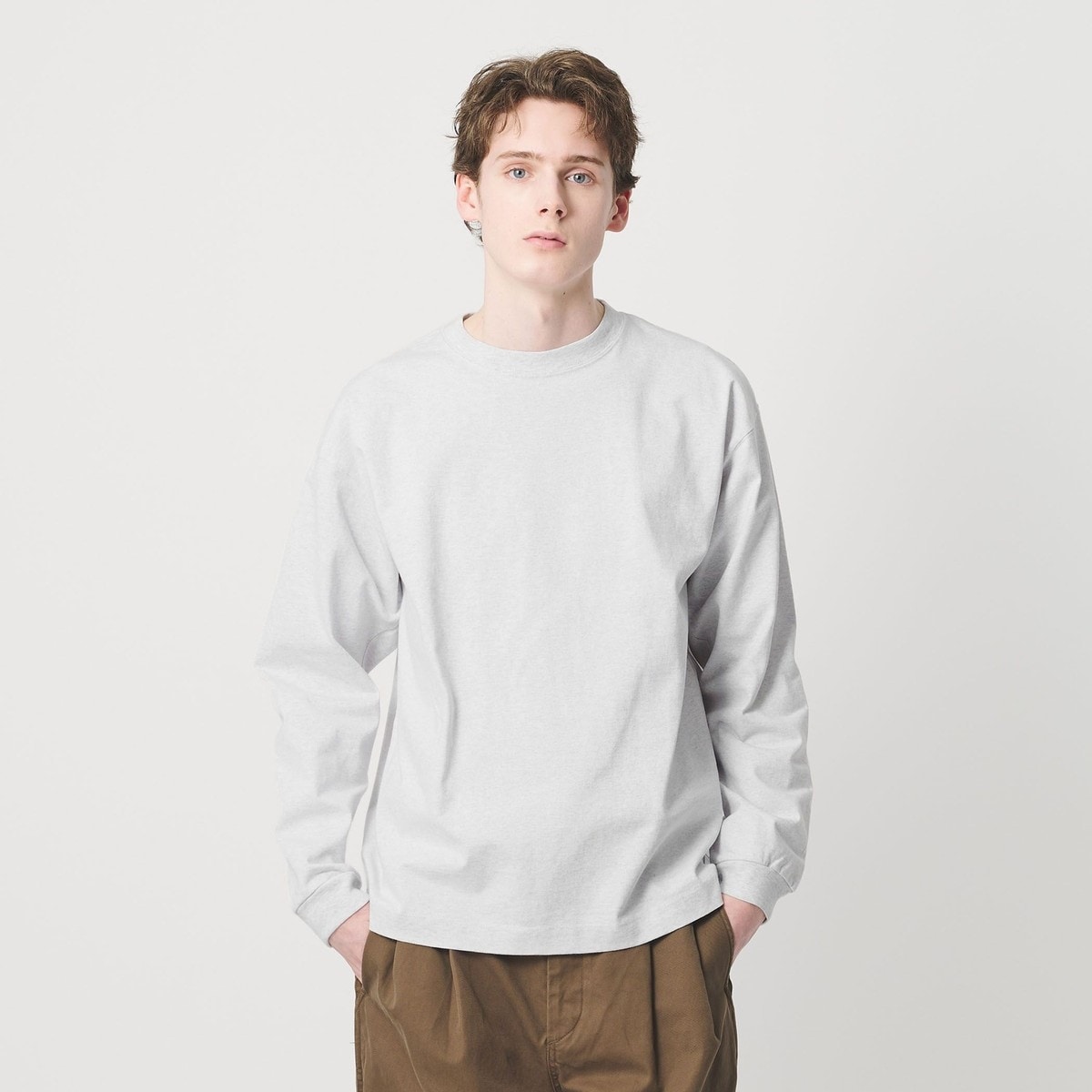 [�}���C]12oz �w�r�[�E�F�C�g �N���[�l�b�N �J�b�g�\�[/�r���[�e�B�[�����[�X ���i�C�e�b�h�A���[�Y�iBEAUTY&YOUTH�j LT.GRAY