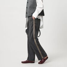 ポリエステルブレンド サイドベロアパンツ