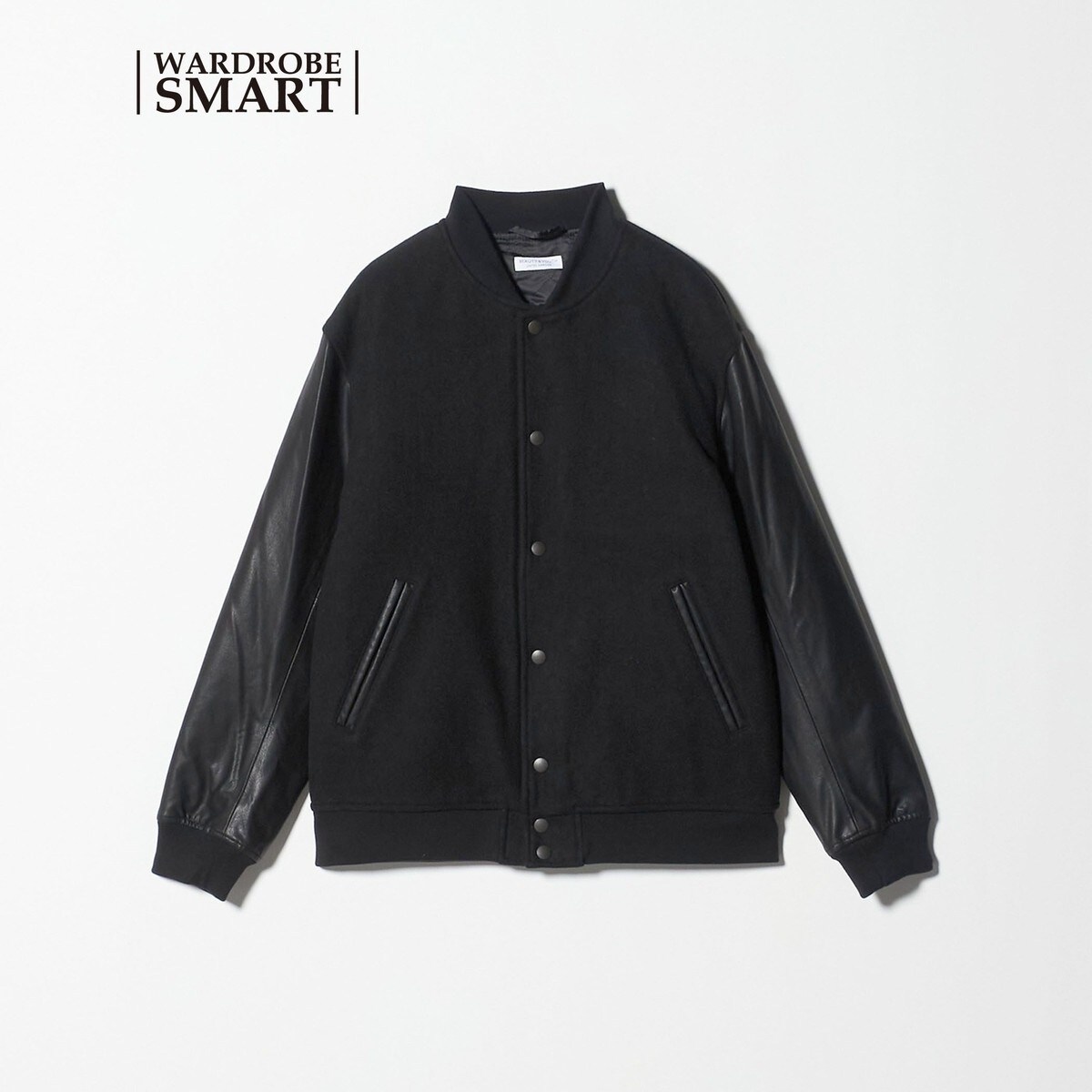 WEB限定 WARDROBE SMART】ブラックメルトン レザーライク スタジャン