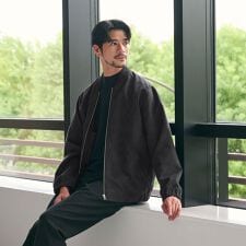 【WEB限定 WARDROBE SMART】スエードライク リブ ブルゾン