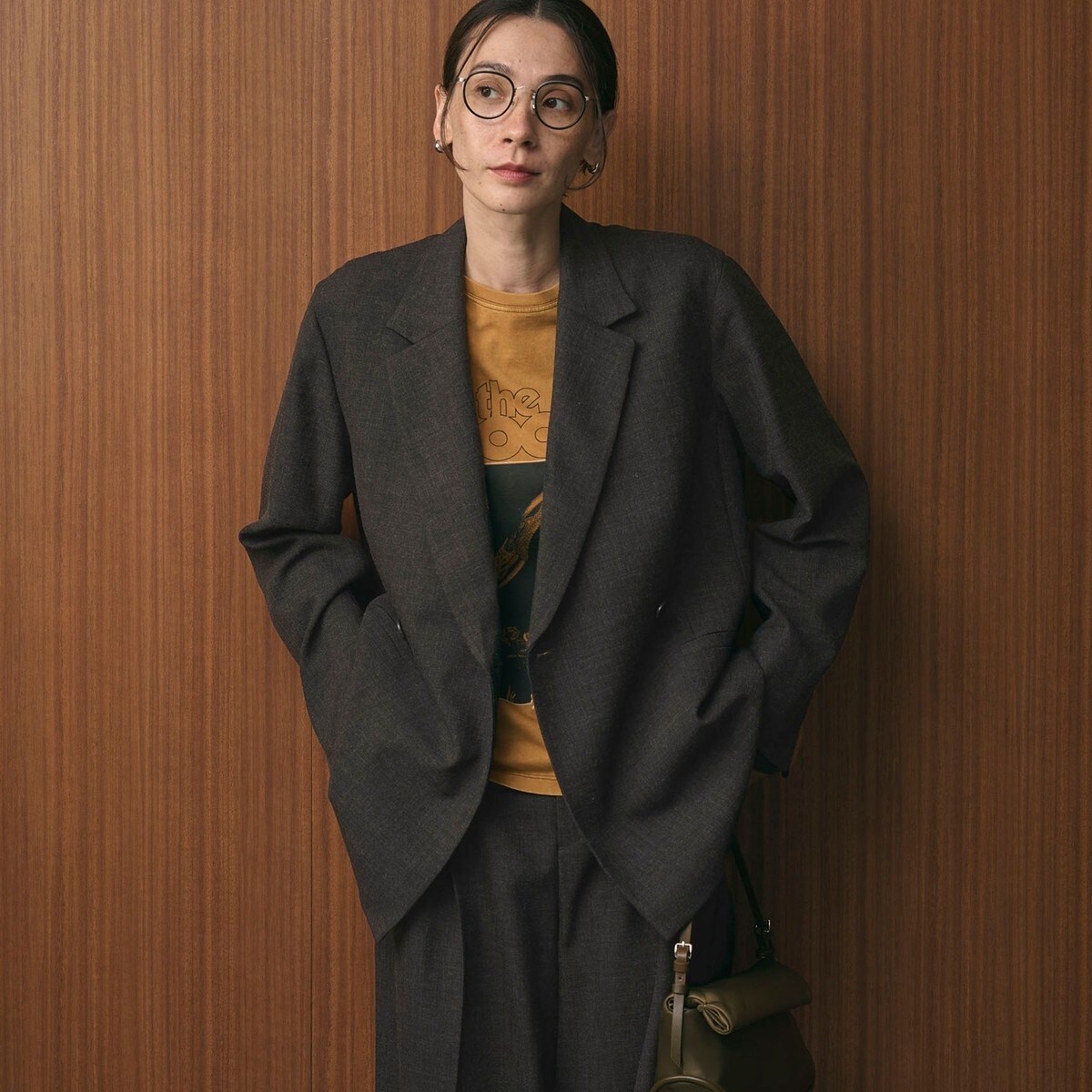 WEB限定 Wardrobe DAILY MINIMAL】ウールライク メランジダブル