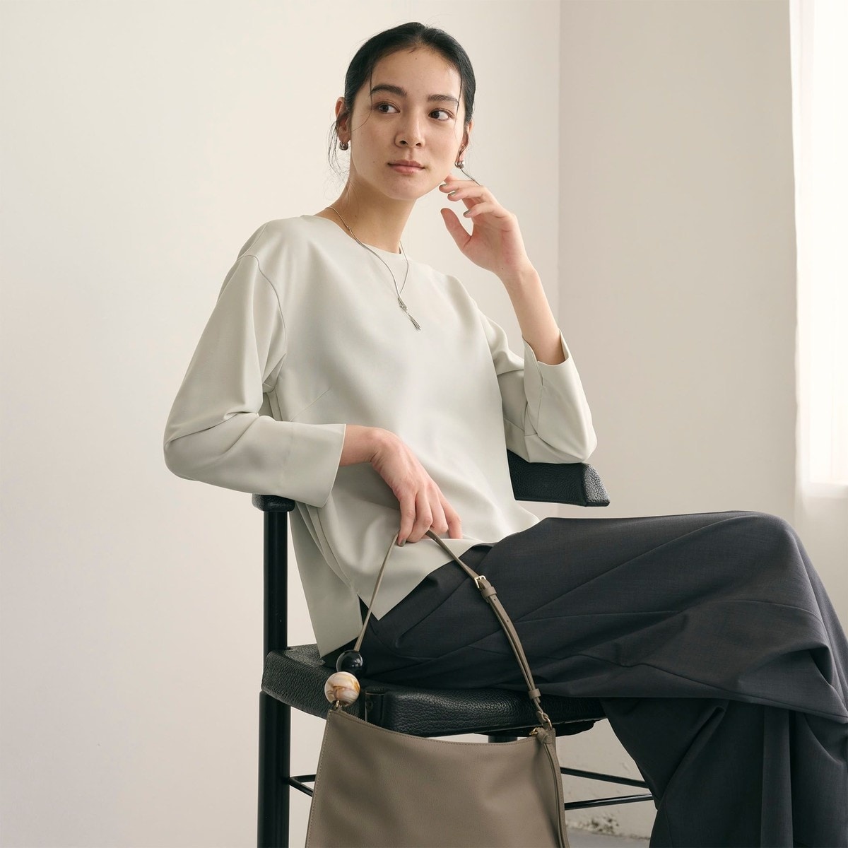 ビューティー＆ユース ユナイテッドアローズ（BEAUTY&YOUTH）/【WEB限定 Wardrobe DAILY MINIMAL】クルーネックブラウス ウォッシャブル WEB限定 Wardrobe DAILY MINIMAL】クルーネックブラウス