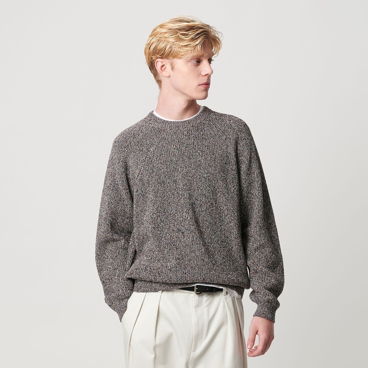 ドロップ ミラノ ミックス クルーネック ニット | ビューティー