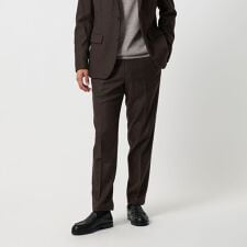 ストレッチ サキソニー ノープリーツ スリムパンツ セットアップ対応