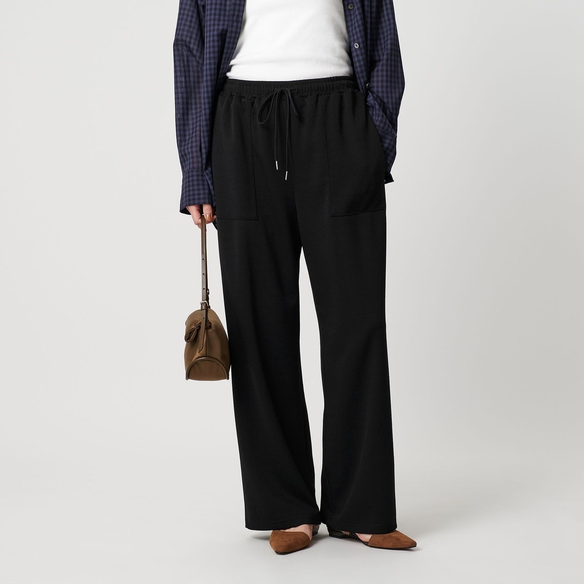 WEB限定 Wardrobe DAILY MINIMAL】ウールライク ランダムタック ワイド