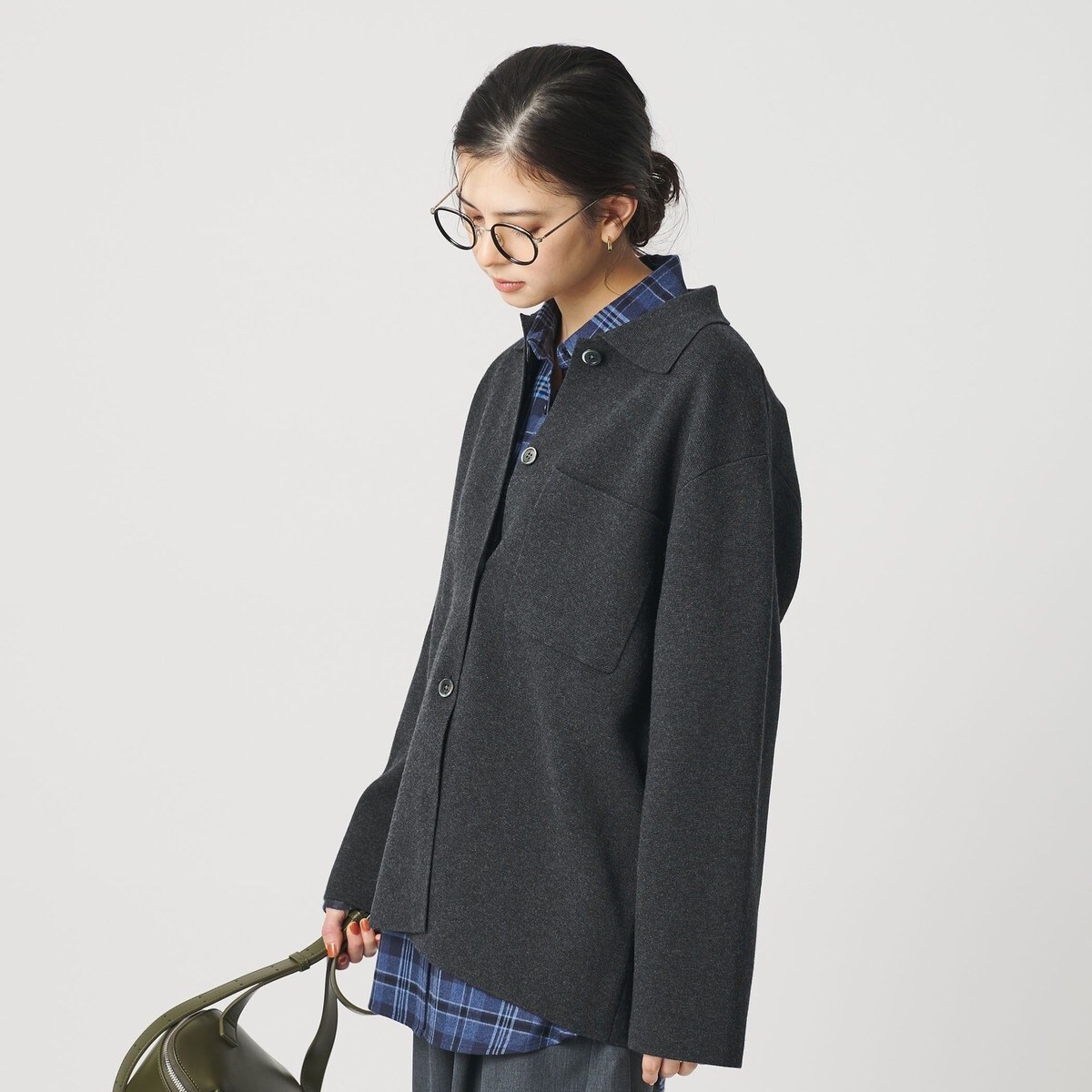 コットンウールブレンド ミラノリブ シャツカーディガン ウォッシャブル コットンウールブレンド ミラノリブ シャツカーディガン ウォッシャブル