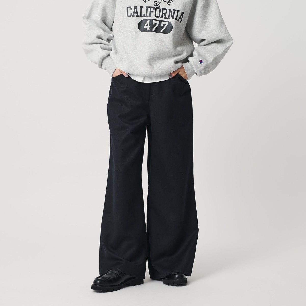 裏起毛ジョーゼット ワイドパンツ ウォッシャブル | ビューティー