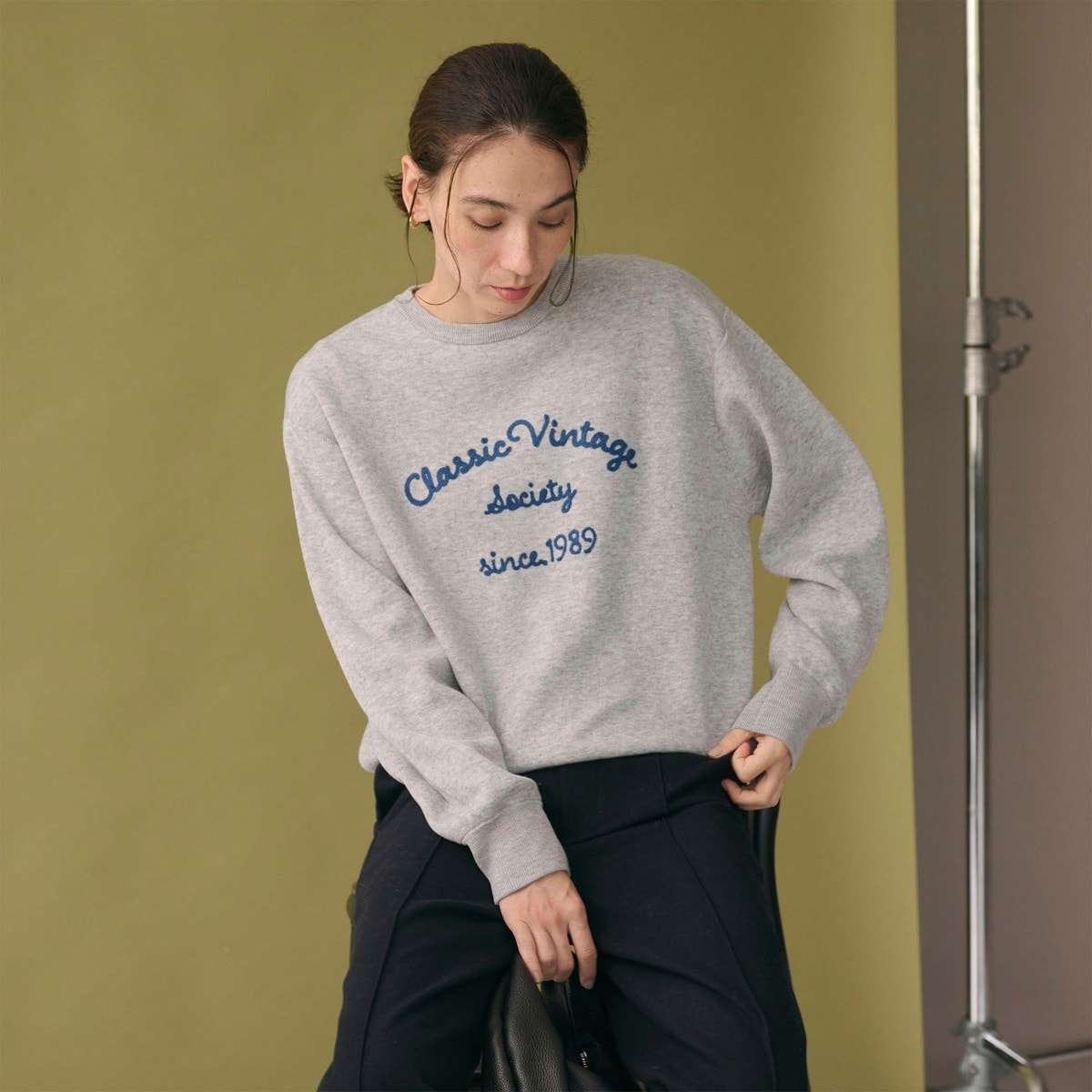 BEAUTY&YOUTH　ロゴ クルーネック ニットプルオーバー ロゴクルーネック ニットプルオーバー ウォッシャブル