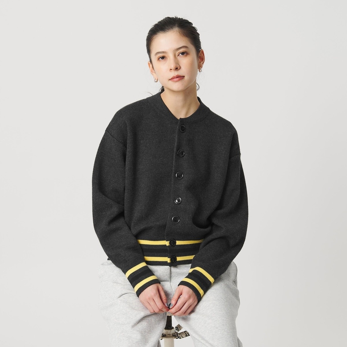 コットンウールブレンド ミラノリブ シャツカーディガン