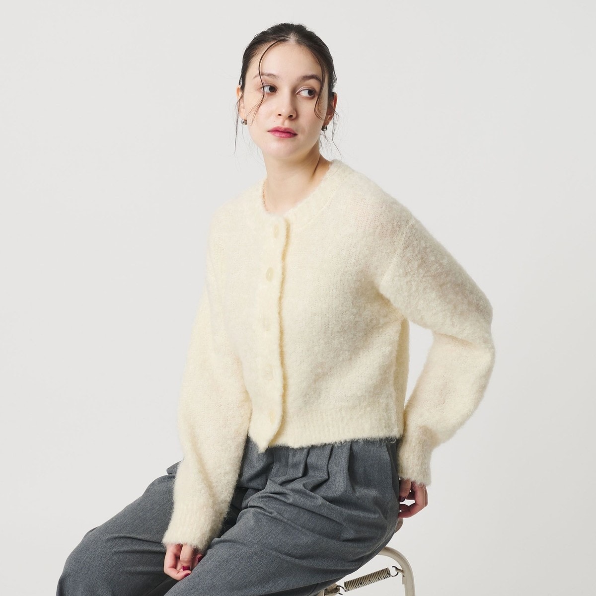 ビューティー＆ユース ユナイテッドアローズ（BEAUTY&YOUTH）/ウールブレンド ブークレ クルーネックカーディガン ウールブレンド ブークレ クルーネックカーディガン | ビューティー