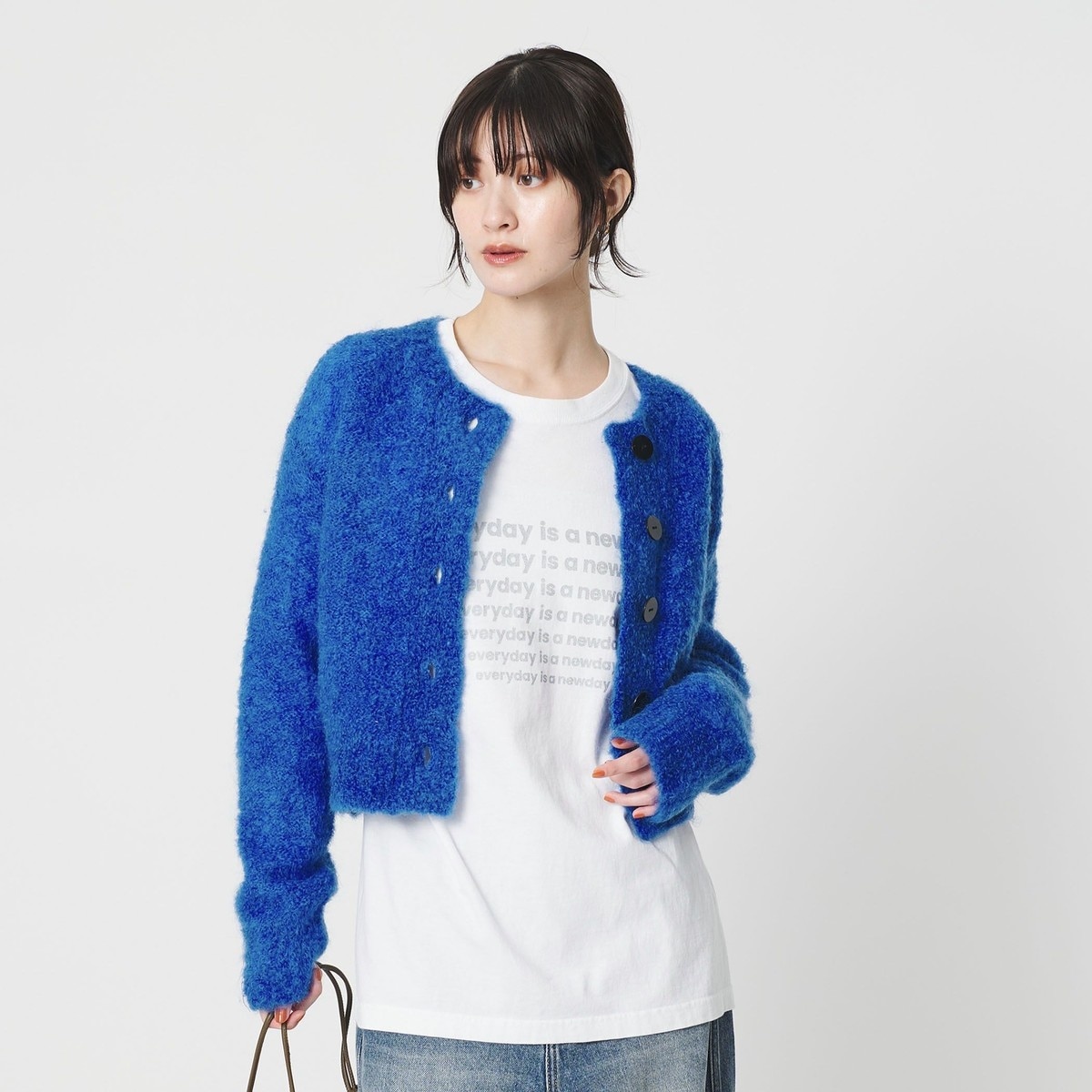 コットンナイロン エンブロイダリー カーディガン -2WAY