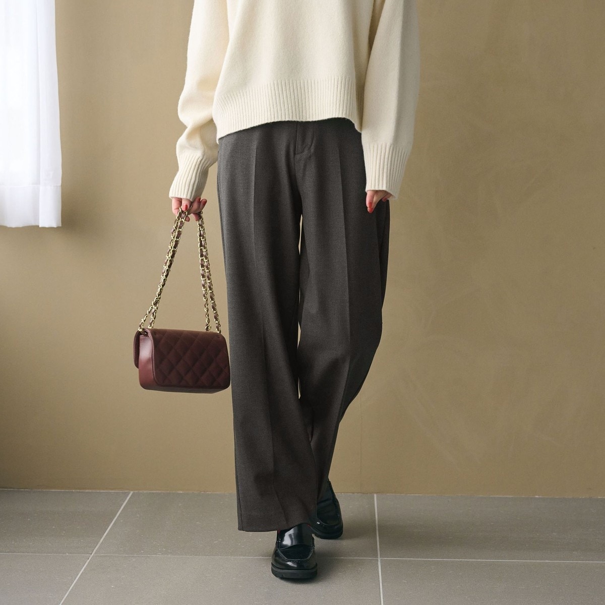 パンツ 裏起毛バックゴムストレートパンツ ‐ウォッシャブル- 裏起毛バックゴム ストレートパンツ\u2015ウォッシャブル\u2015