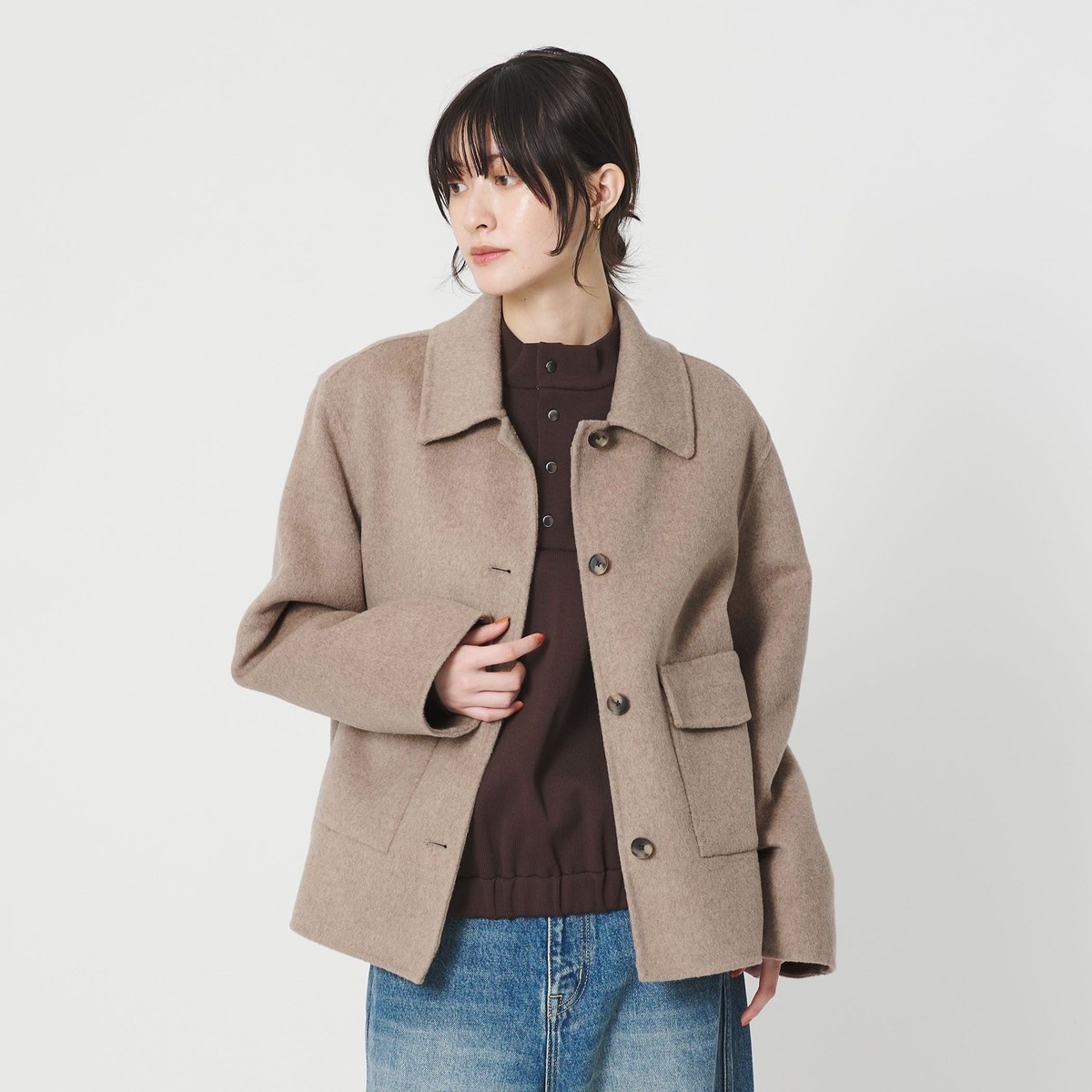 美品✳︎ビューティー&ユース 23FW リバーポンチョコート オフホワイト M BEAUTY&YOUTH UNITED ARROWS（ビューティーアンドユース