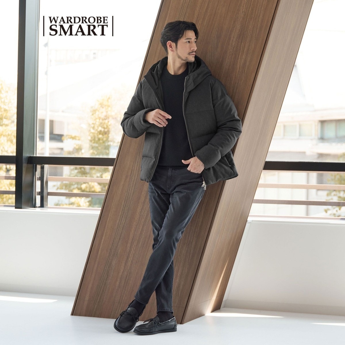 ❗️期間限定SALE❗️ユナイテッド アローズブラックメルトンレザーライクスタジャン WEB限定 WARDROBE SMART】ブラックメルトン レザーライク スタジャン