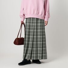 チェック プリーツロングスカート