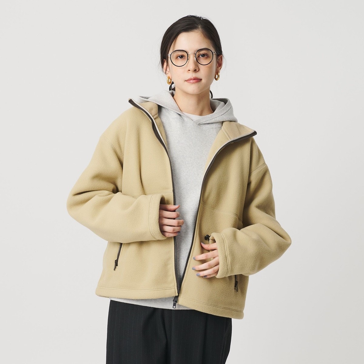 コットン ショートフロントジップパーカ | ビューティー＆ユース