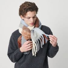 ブラッシュド ブロックチェック マフラー