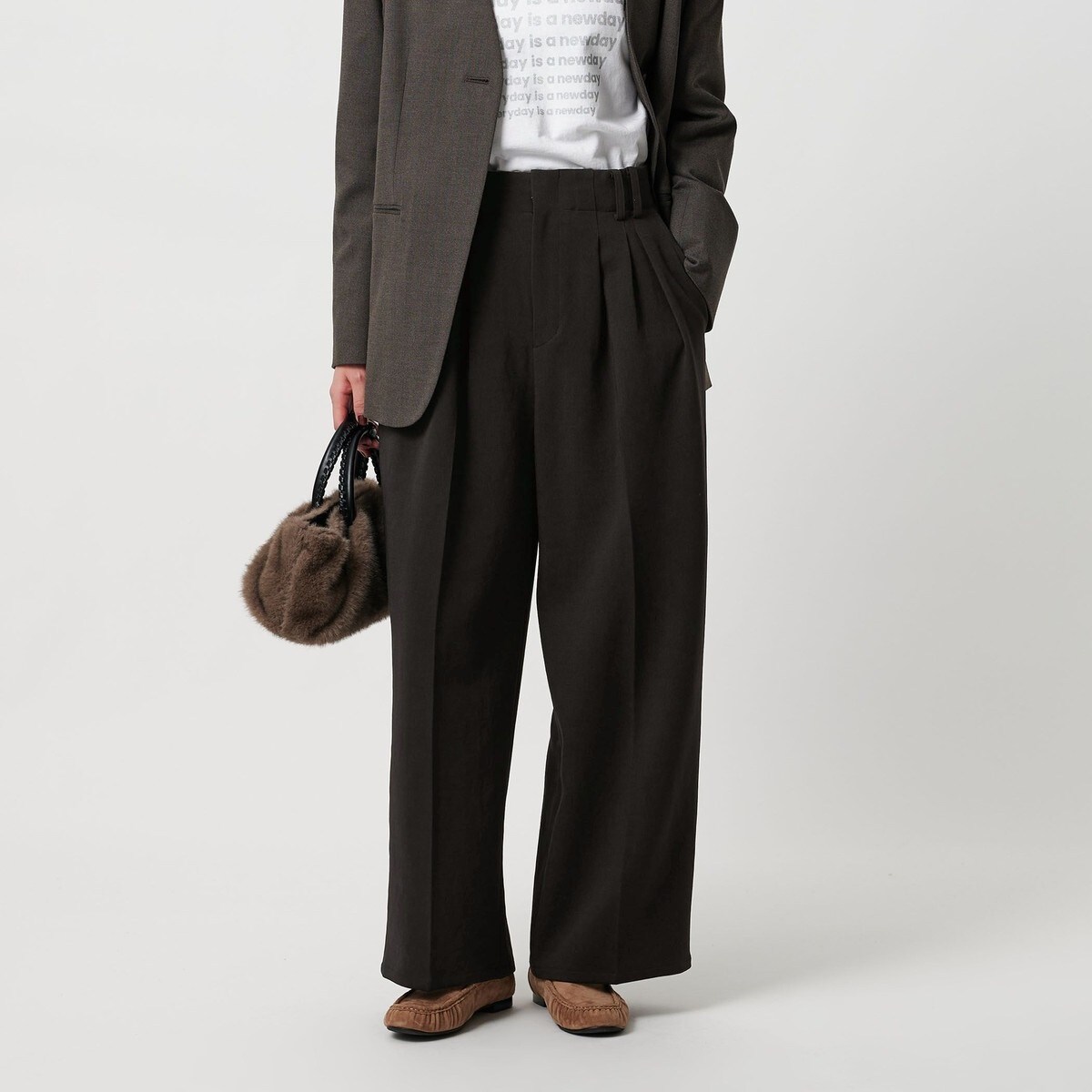 ビューティー＆ユース ユナイテッドアローズ（BEAUTY&YOUTH）/【WEB限定 Wardrobe DAILY MINIMAL】ウールライク ランダムタック ワイド… WEB限定 Wardrobe DAILY MINIMAL】ウールライク ランダムタック ワイド