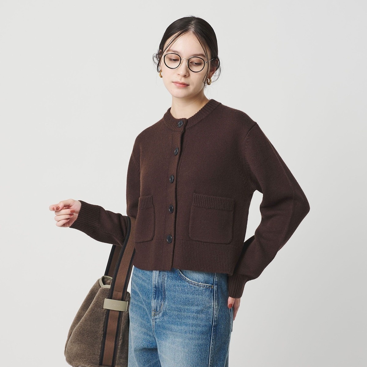 コットンナイロン エンブロイダリー カーディガン -2WAY