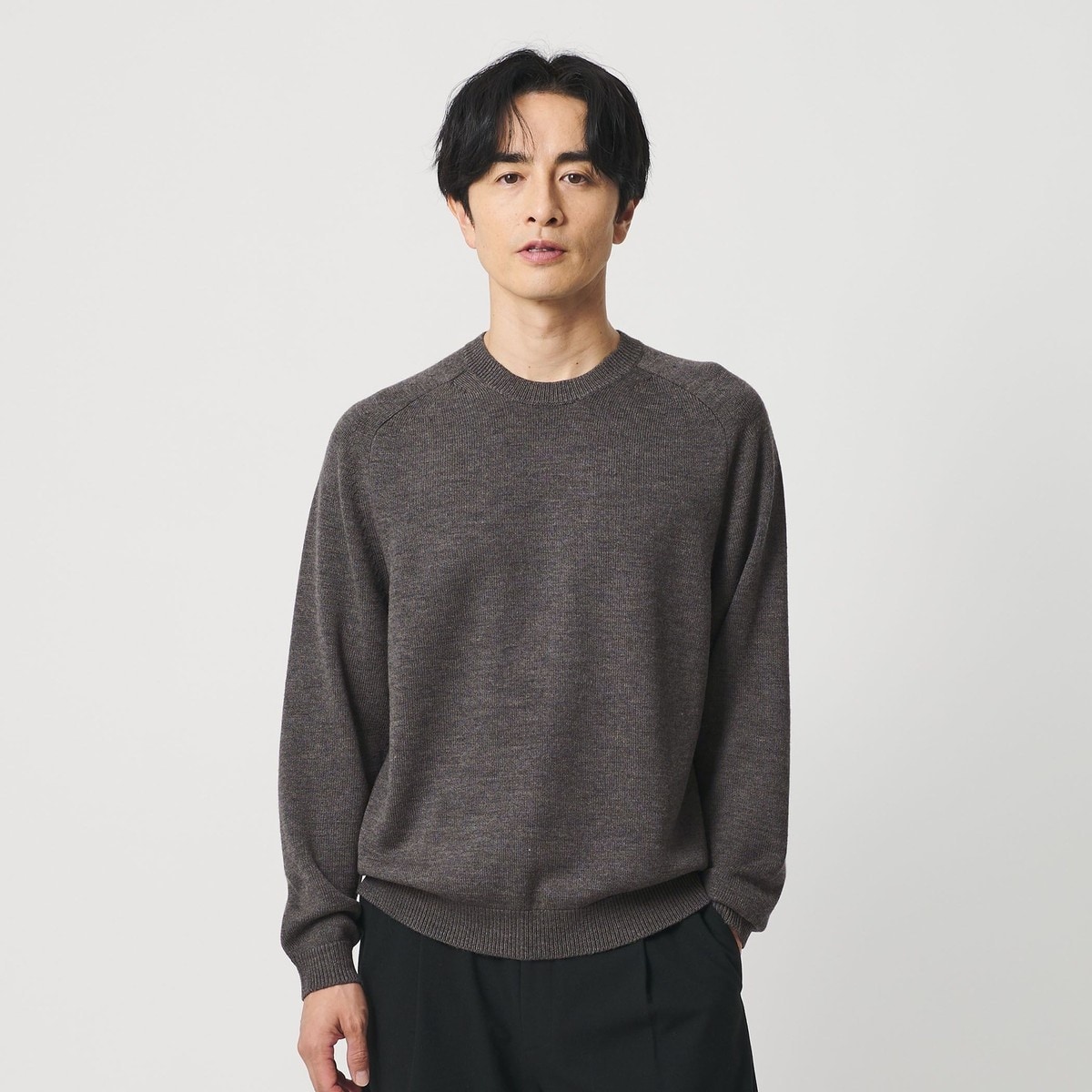 クリスプ アゼ フォルム クルーネック ニット ‐ウォッシャブル