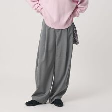 毛ポリエステル カーブパンツ ウォッシャブル