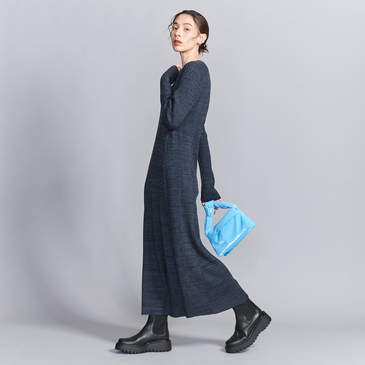 WEB限定 Wardrobe DAILY MINIMAL】リブニットフレアワンピース