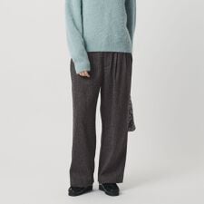 【WEB限定】裏起毛ヘリンボーン タックワイドパンツ ウォッシャブル