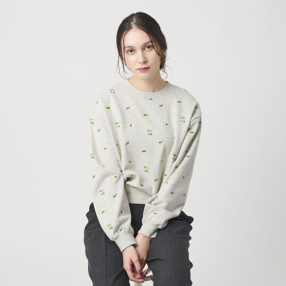 コットンウールブレンド ソリッド＆ボーダーニットフーディ