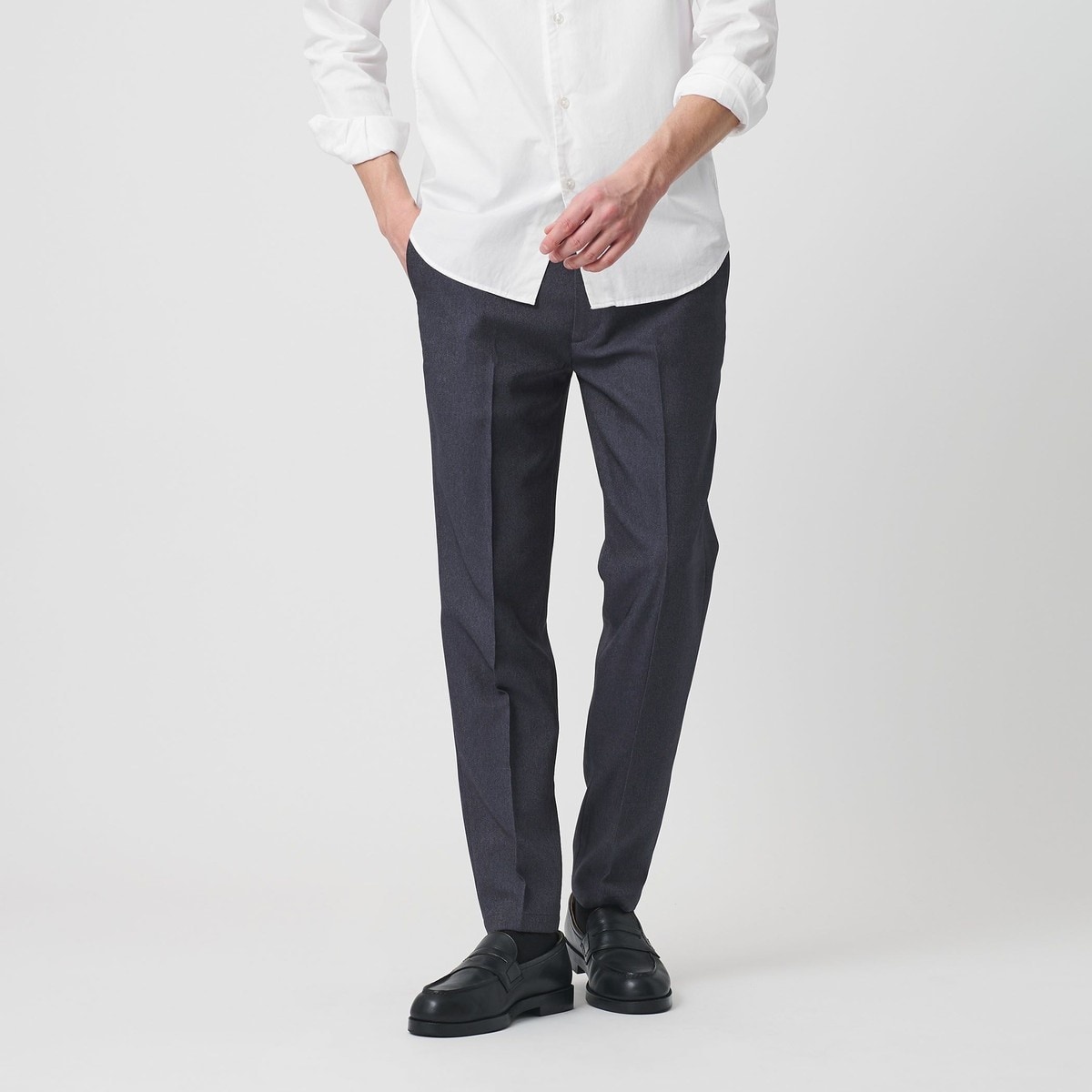 WEB限定 WARDROBE SMART】デニムライク ノープリーツ パンツ